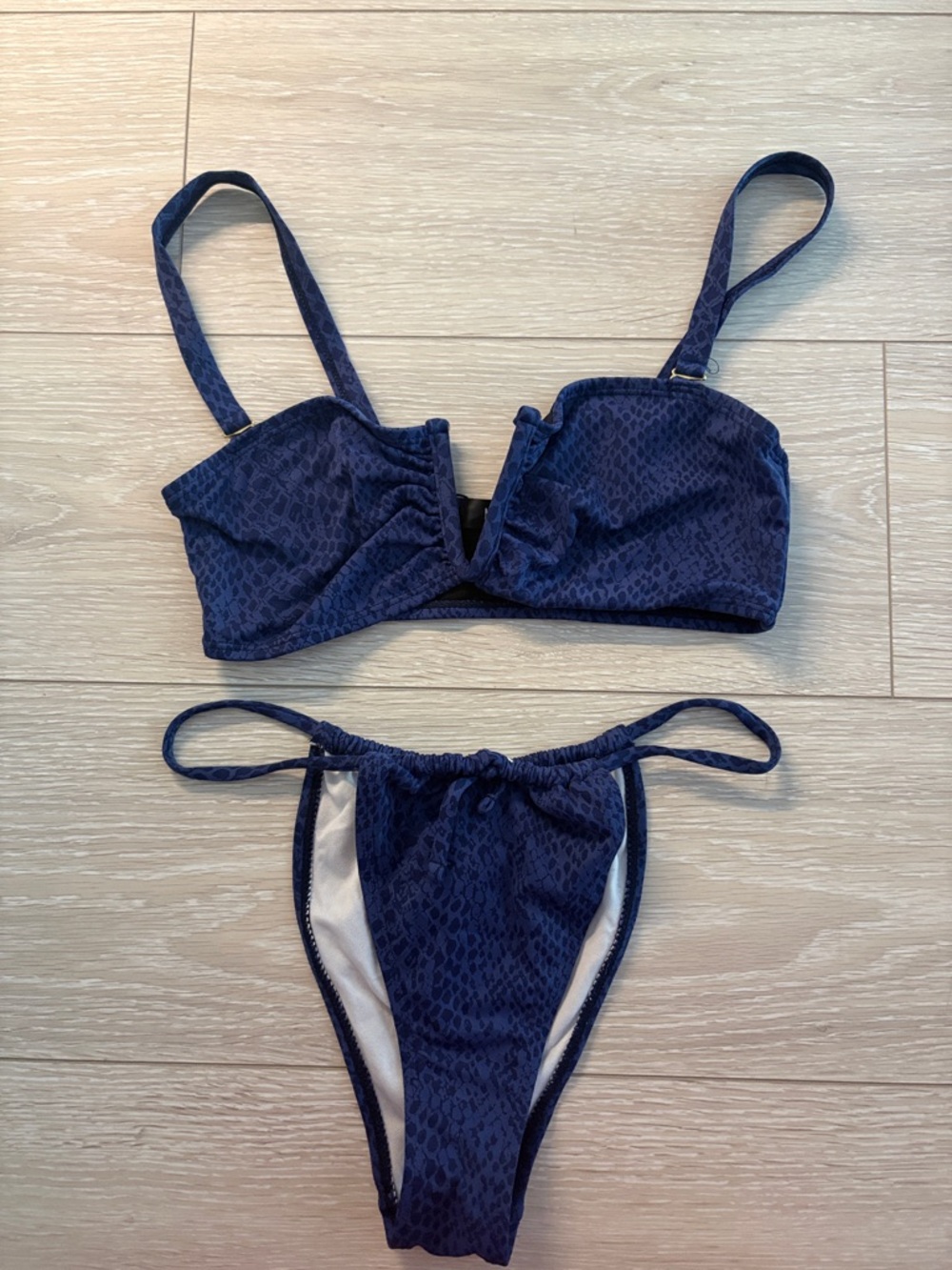 Missguided Navy Textured Two-Piece Bikini